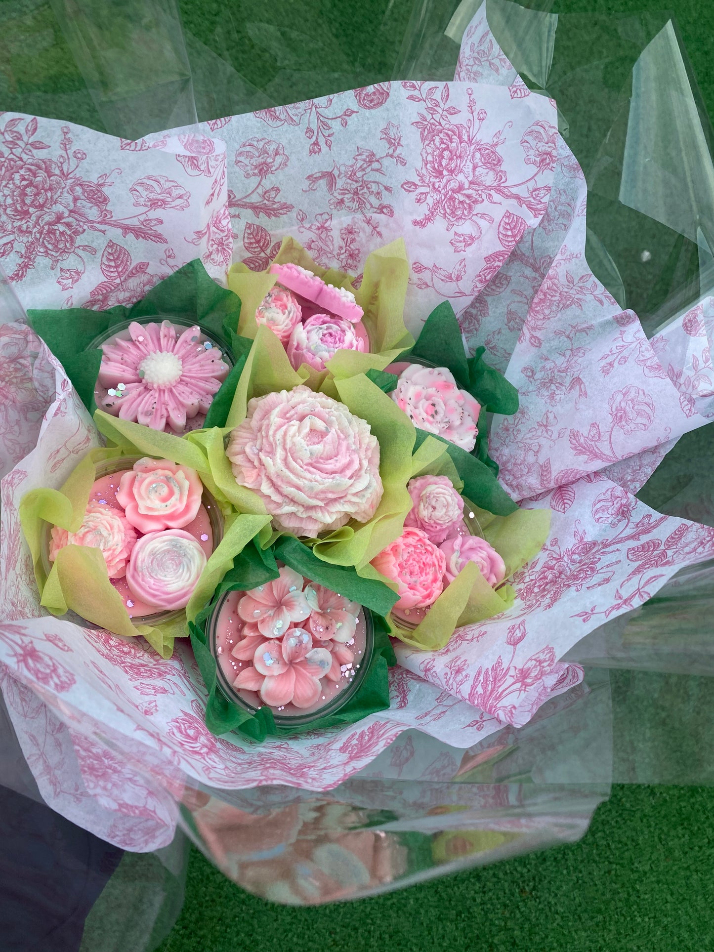 Scented Wax Melts Bouquet-Pink Floral-7 scented wax tart melts flowers home fragrance decor gift birthday Aroma Candle Decorative Perfume Decoration