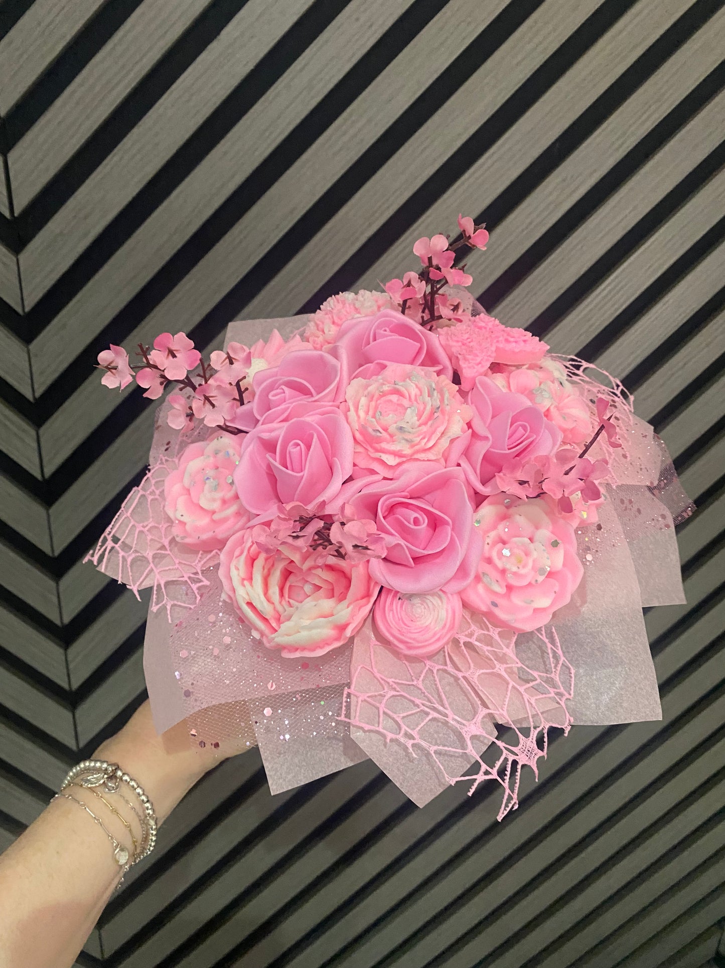 Pink Wax Melt Flower Bouquet