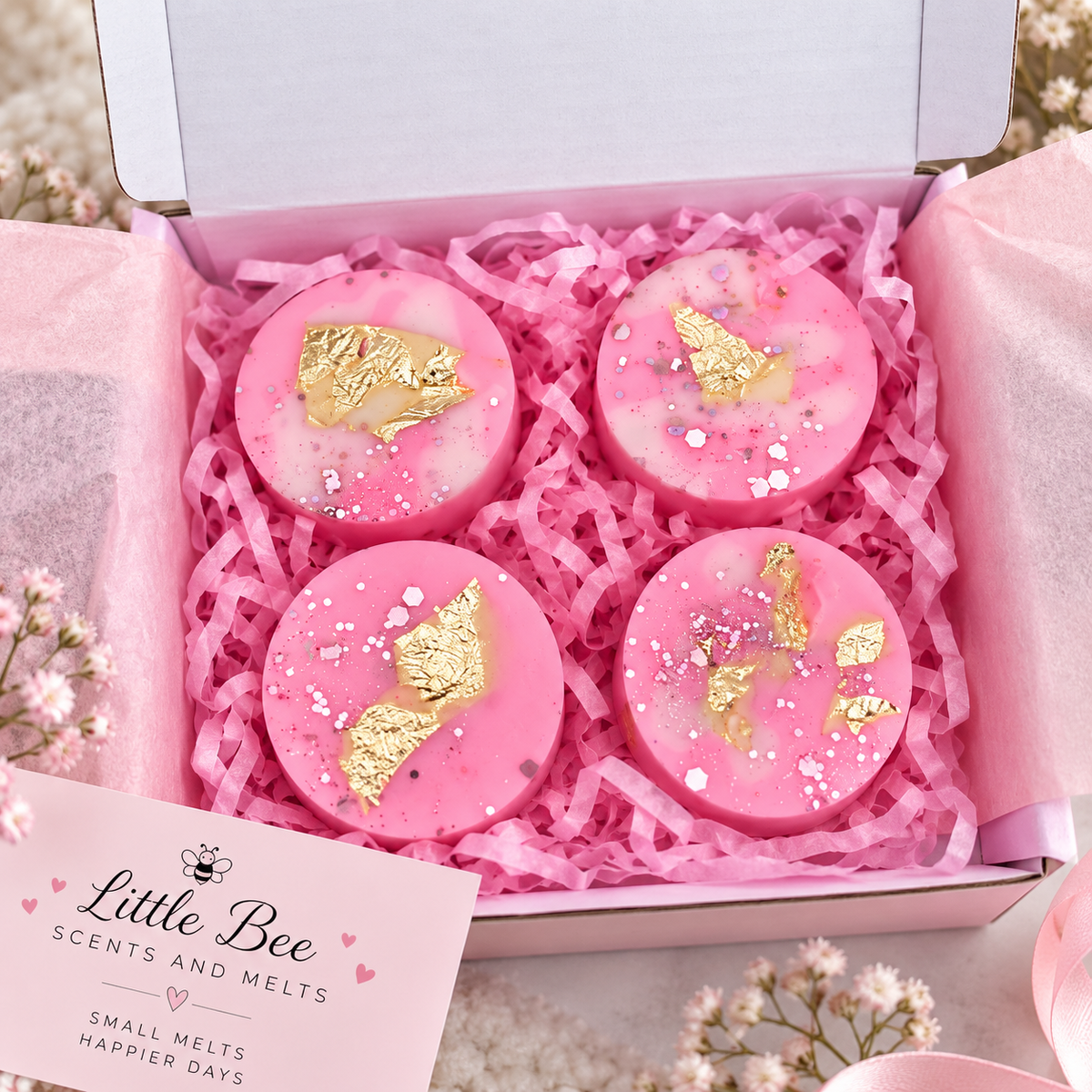 4 Gold Foil Wax Melts Gift Box Snow Fairy