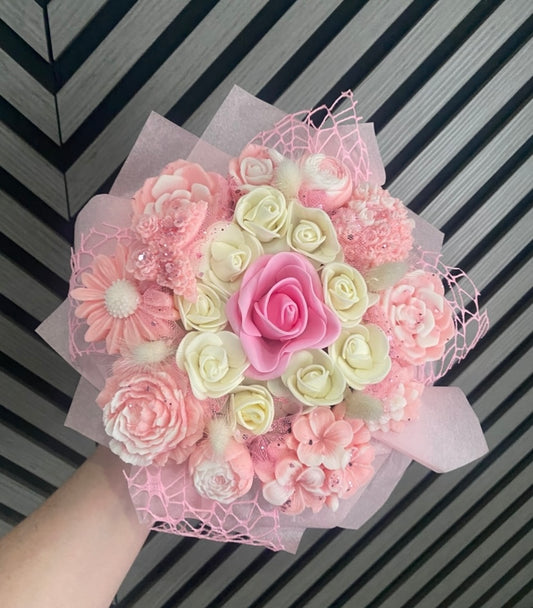 Pink Wax Melt White Flower Bouquet
