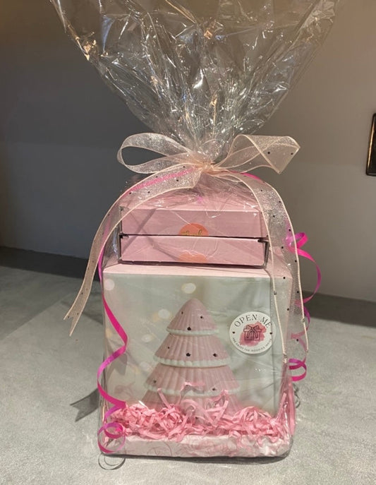 Pink Christmas Tree Burner Gift Set & 2 Boxes Wax Melts